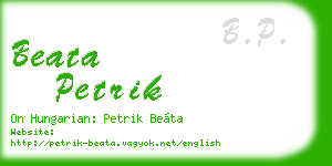 beata petrik business card